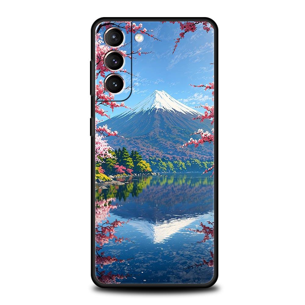 Japan Mount Fuji Painting Cherry blossom Phone Case For Samsung Galaxy S26 Ultra S25 Plus S24 FE S23 S22 5G S21 S20 Cover Soft