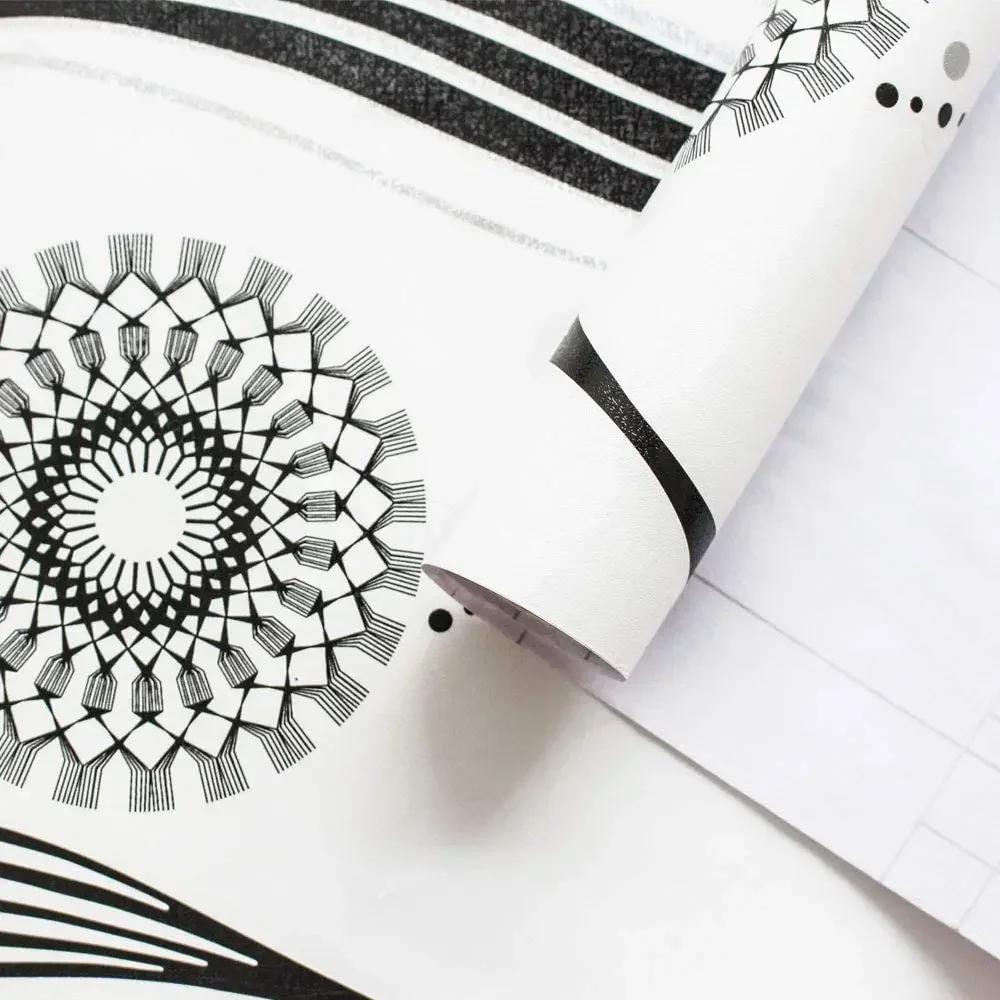 

Обои Металлик Серебристый/Черный/Белый Полосы Цветочный Декор Стен Виниловая Самоклеящаяся Контактная Бумага Декор 45cmx1m