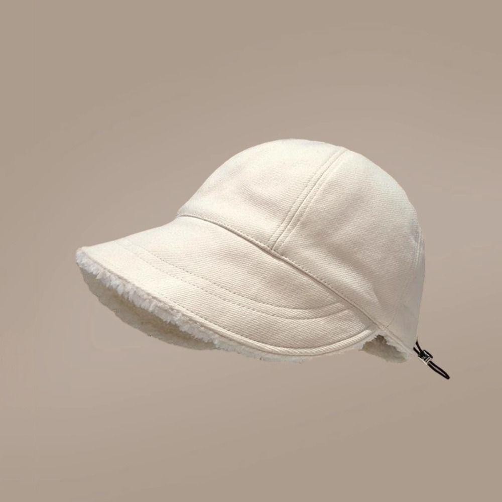 NEW Girls Baseball Cap Solid Color Keep Warm Lamb Wool Hats Windproof Thickened Lady Visors Cap Autumn Winter