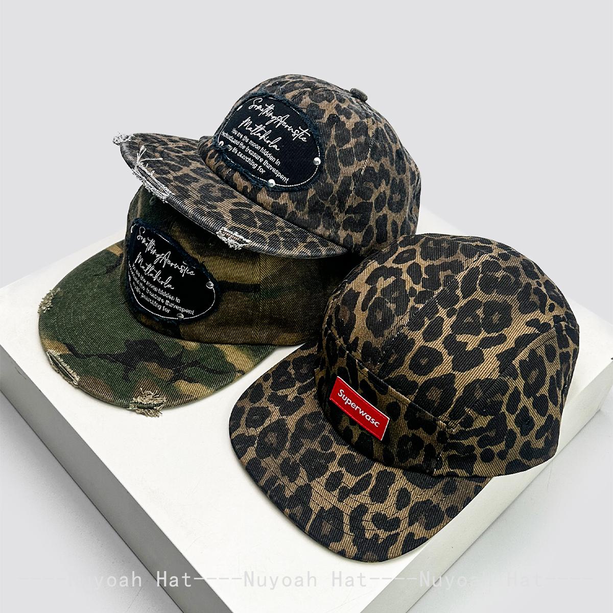 Zealous Sole Women's Personal Patched Letters Baseball Hats Sunshade Leopard Print Camouflage New Men Versatile Ins Fashion Peaked Caps Retro 52-60Cm