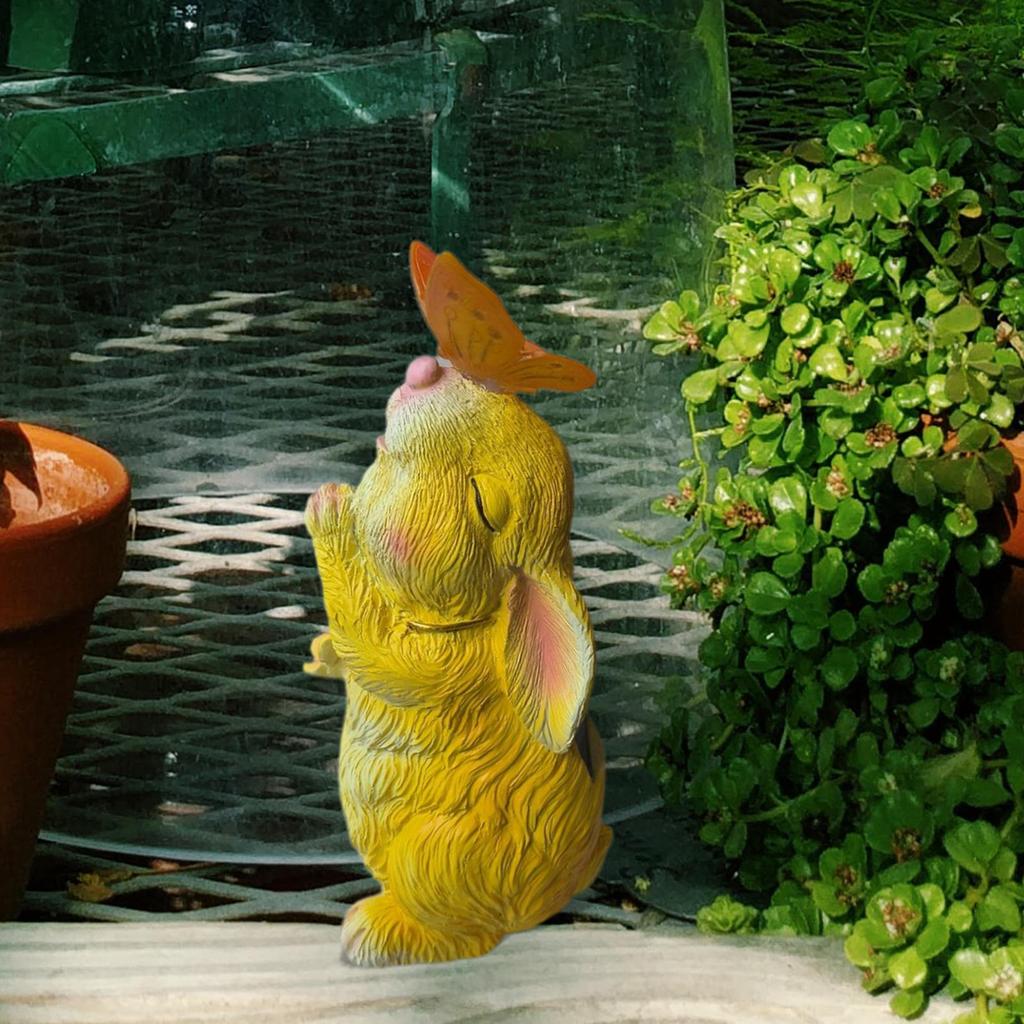 Fairy Garden Figurine Night Light Animals Miniure Rabbit Decorion Sculpture for Planter Pot,