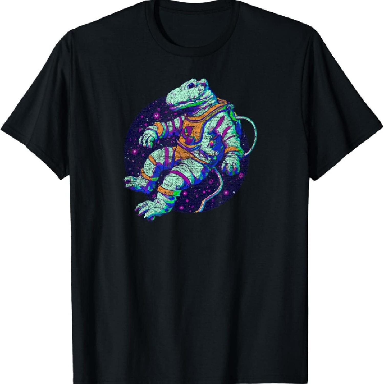 

Cyberpunk Dinosaur Astronaut in Space 80s Retro Distressed T-Shirt XXXXXL чорний