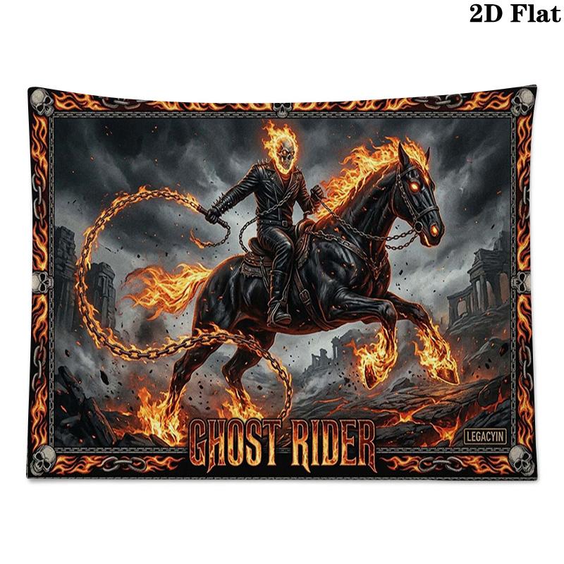 Horseman of Hell Wall Tapestry Aesthetic Wall Hanging Printed Fabric Blanket Decorative Tapestries for Bedroom Living Room Home Decor