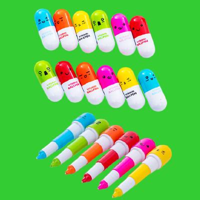 20 pezzi di cartone animato 6 colori penne pillola retrattile forniture per feste per bambini ragazzi ragazze regalo di compleanno per gli ospiti omaggio confezione regalo di riempimento Pinata