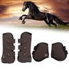 4Pcs Horse Front Hind Leg Boots PU Neoprene Horse Tendon Brace Guards Horse Gears(Brown Front and Hind Set XL)