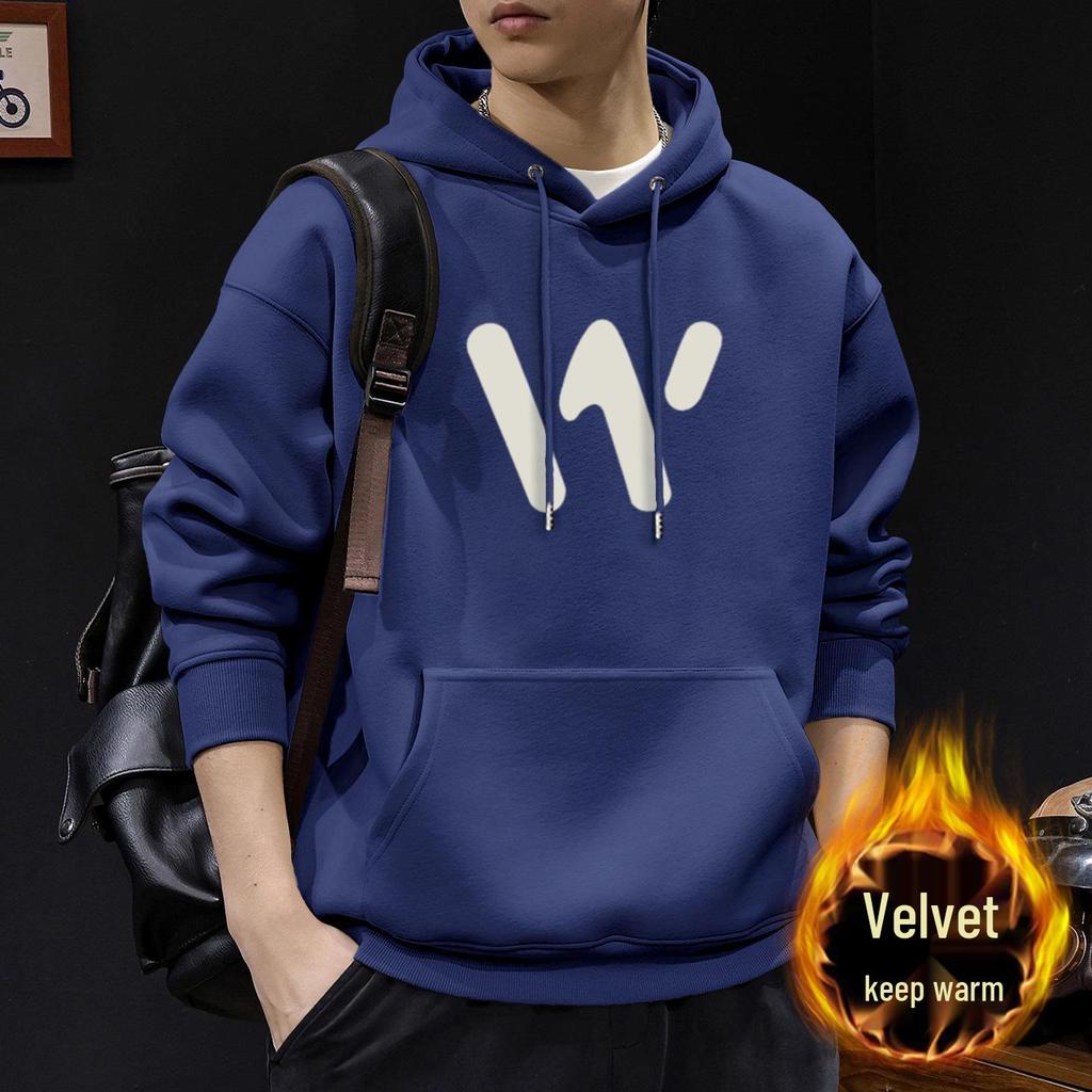 Men's Heavyweight Velvet Hoodie - Autumn/Winter, American Trendy, Casual, Versatile, and Loose Fit
