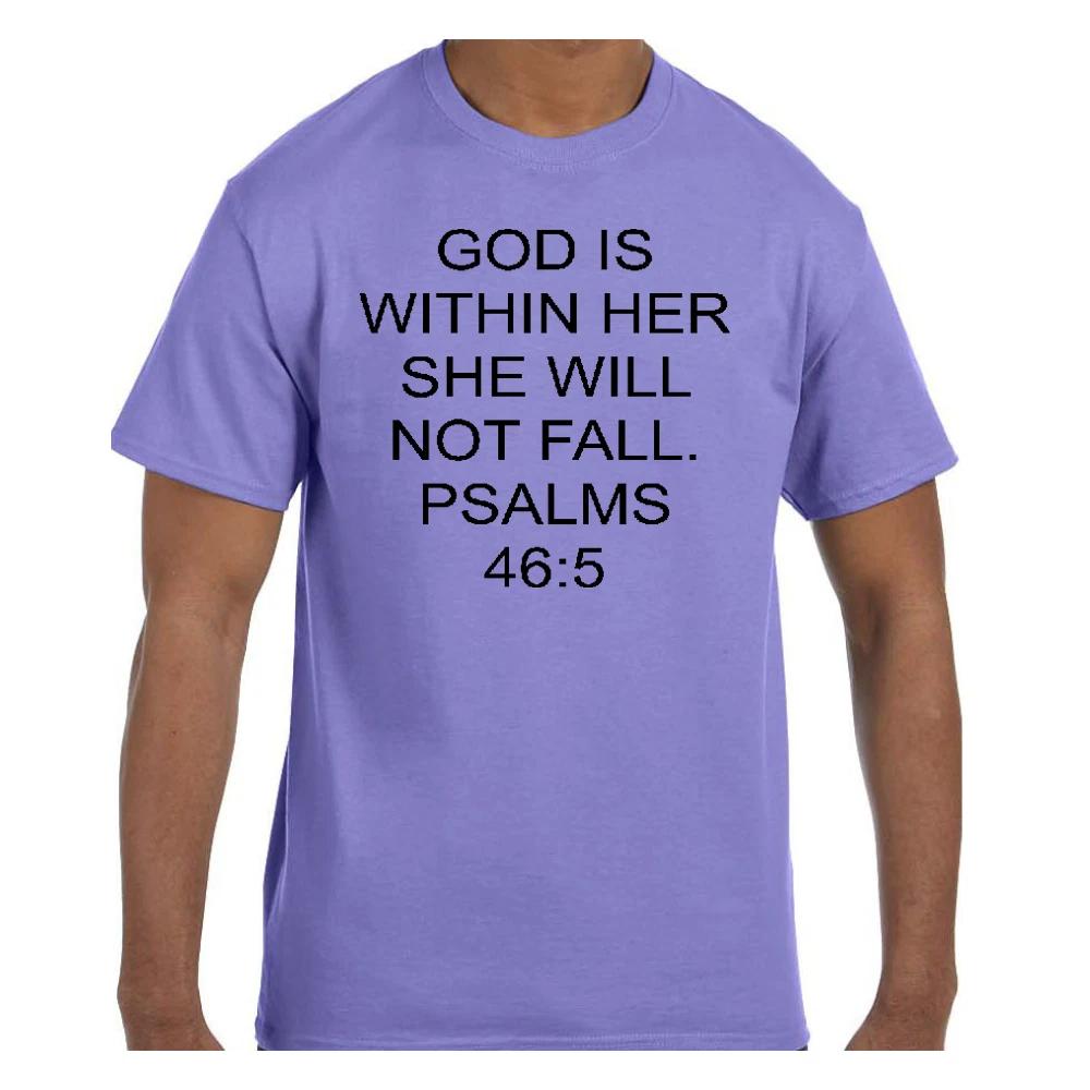 Christian Faith Jesus T shirt God is Within Her She will Not Fall Short/Long 4XL