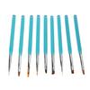9Pcs Nail Art Brush Set Nylon Hair Nail Design Brushes with Transparent Blue Metal Rod for DIY Nail