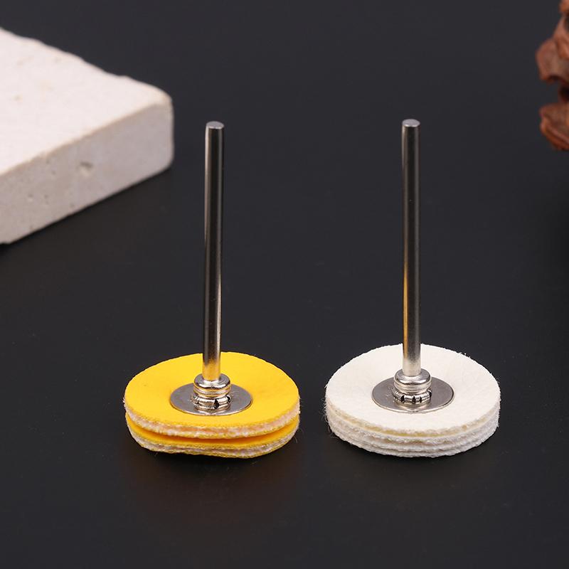 Polishing Wheel 5Pcs T-Shape 2.35mm Handle Yellow/White Cloth Wheel Jewelry Polishing Cloth Wheel Fine Polish Leather Wheel Tool