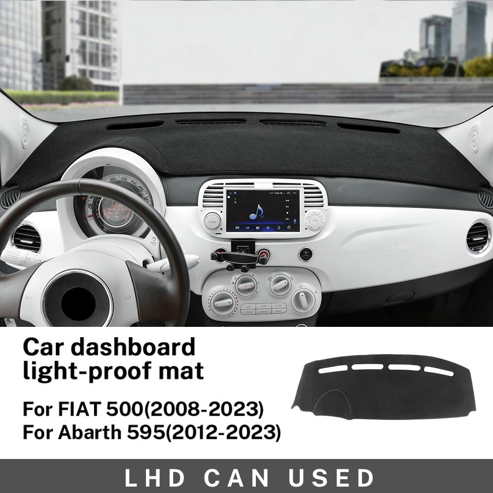 Flanell Armaturenbrettabdeckung Für Fiat 500 2008-2023 Abarth 595 2012 2013-2023 Linkslenker Rechtslenker Auto Armaturenbrett Sonnenschutzmatte Teppichpolster Zubehör