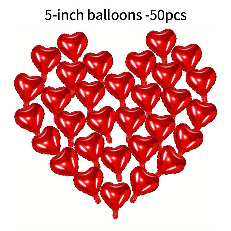 50pcs 5/10/18/32inch Aluminizer Red Heart Balloons Valentine's Day Romantic Atmosphere Scene Decor Wedding Birthday Background