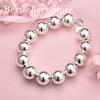 925 Sterling Silver 8-inch Shiny Round Bead Bracelet, Fashionable Women's Party Wedding Accessories and Accessories