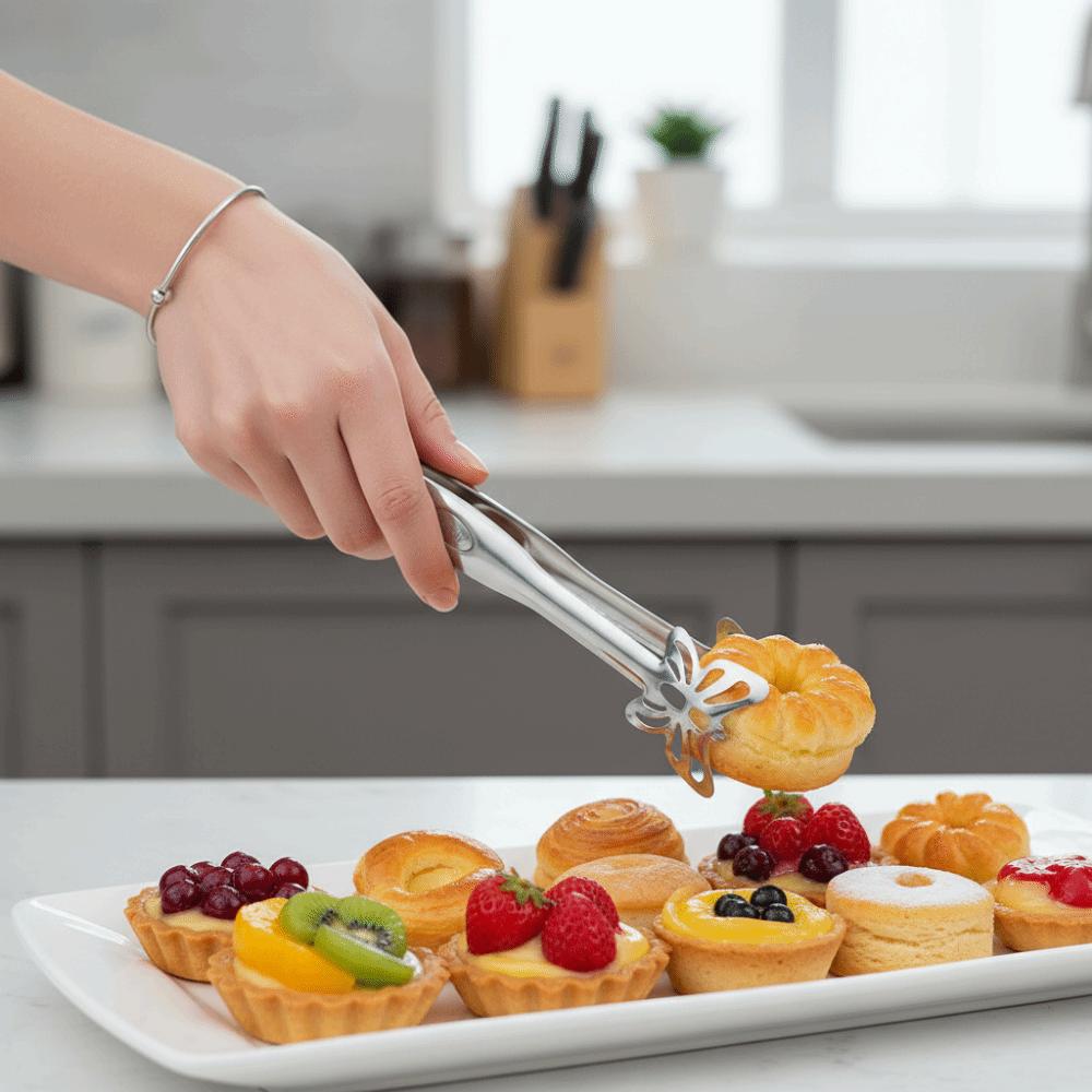 Hollow Out Stainless Steel Food Tongs Portable Kitchen Cooking Tongs Restaurant Supplies