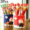 2Pcs Christmas Decoration for Home Crutches Ballpoint Pen with Xmas Santa Claus Snowman Toys
