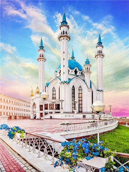 

Полная квадратная/круглая алмазная живопись церковный пейзаж 5d сделай сам вышивка мозаика замок пейзаж домашний декор Full Round 20x30CM