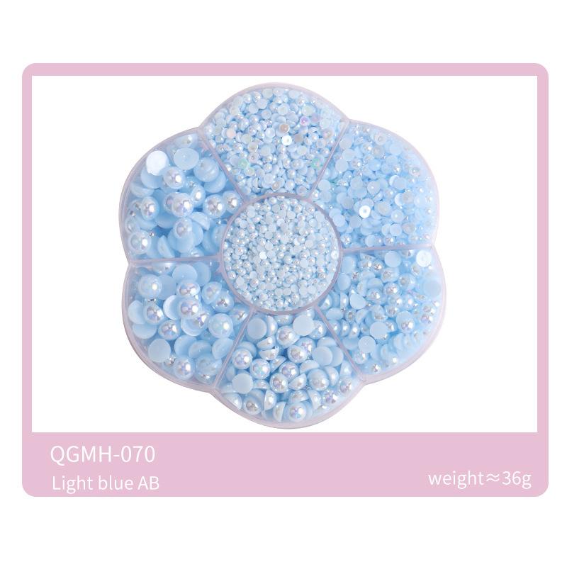 Nail Art Jewelry 7 Grid Plum Blossom Abs Semi-Round Flat Bottom Nail Art Pearl Nail Art Decoration Mixed