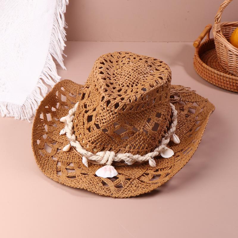 Vintage Western Cowboy Sun Hat Men Women Straw Hat Outdoor Travel Ethnic Style Gift Uv Protection Cap Chapeau Beach Hat