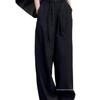 Women's High-End Black Wide-Leg Suit Pants: Autumn Loose-Fit, Slimming, Versatile, Straight-Leg, Floor-Length