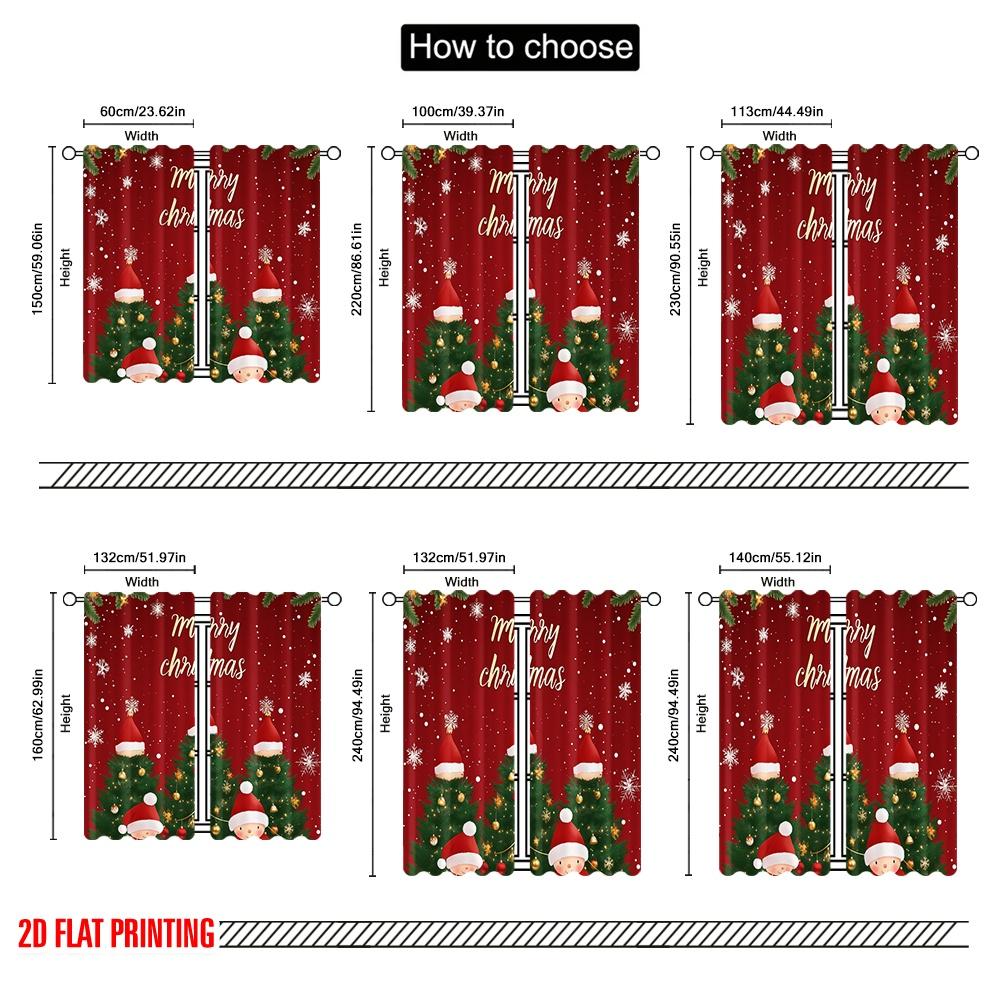2pcs,2D Plane Printing Contemporary Curtains Christmas Trees Holiday Season (3) Versatile Durable Polyester (without Rod) Home