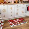 VIKAMA Red Christmas Happy Floor Mat Anti-Slip Washable Entry Floor Mat for Kitchen and Bedroom Winter Seasonal Decoration