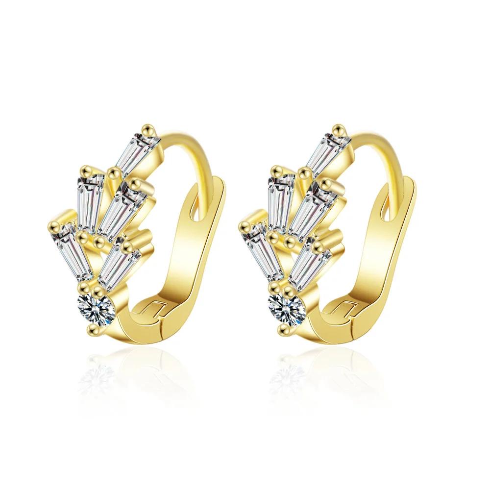 

925 Sterling Silver Crystal Stud Earrings For Women 2025 Korean Romantic Earring Brincos pendientes Drop Shipping золотий