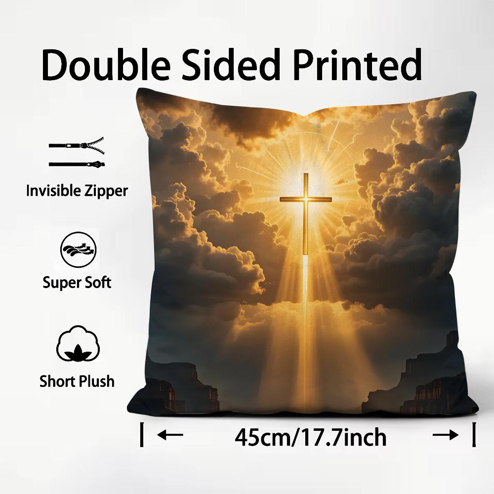 Cross Hot Cushion Cover Plush Fabric Soft DoubleSided Printed Sofa Warm Winter Home Child Gift Pillow Case