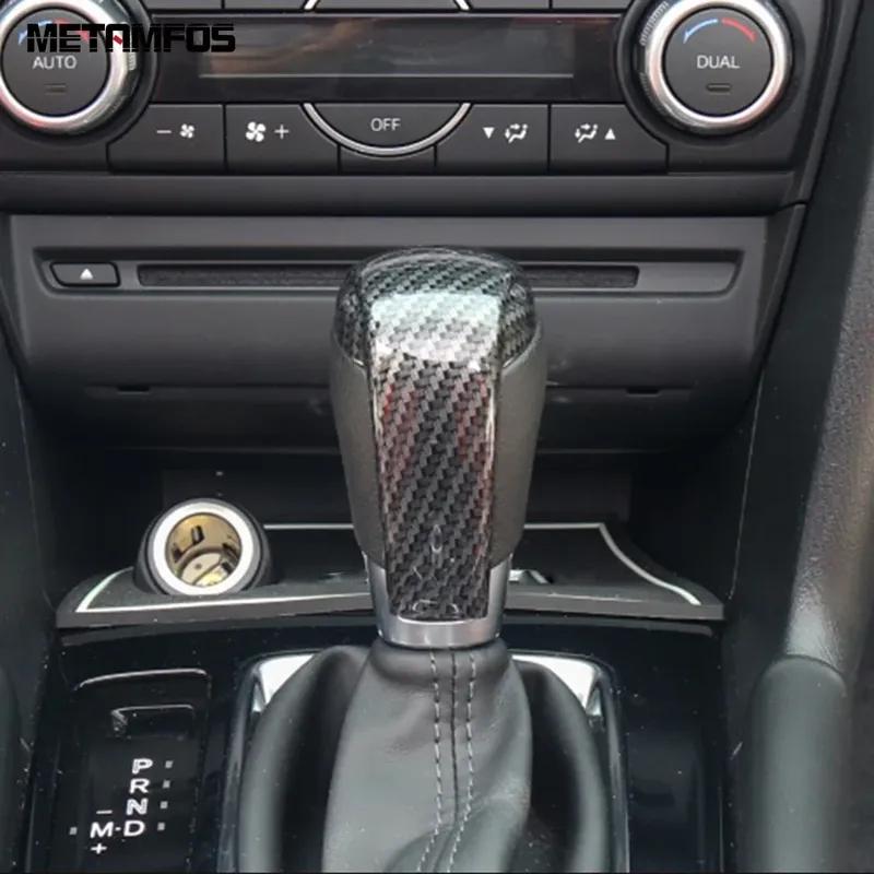 Gear Shift Knob Head Cover Trim For Mazda 2 -/Mazda 3 M3 Axela 2014-2018 Carbon Fiber Interior Accessories Car Styling