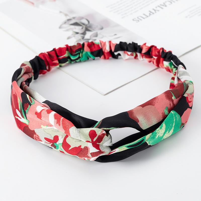 Hair Accessories Retro Wide-Brimmed Cross Headband Elastic Headband