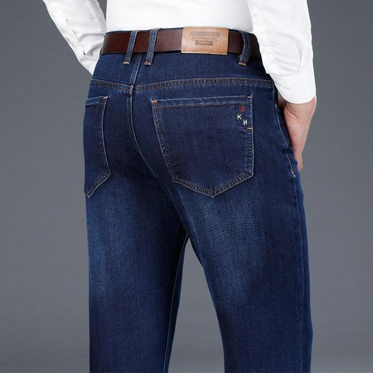 High End High Waisted Straight Tube Men's Stretch Jeans Spring New Thick Pants