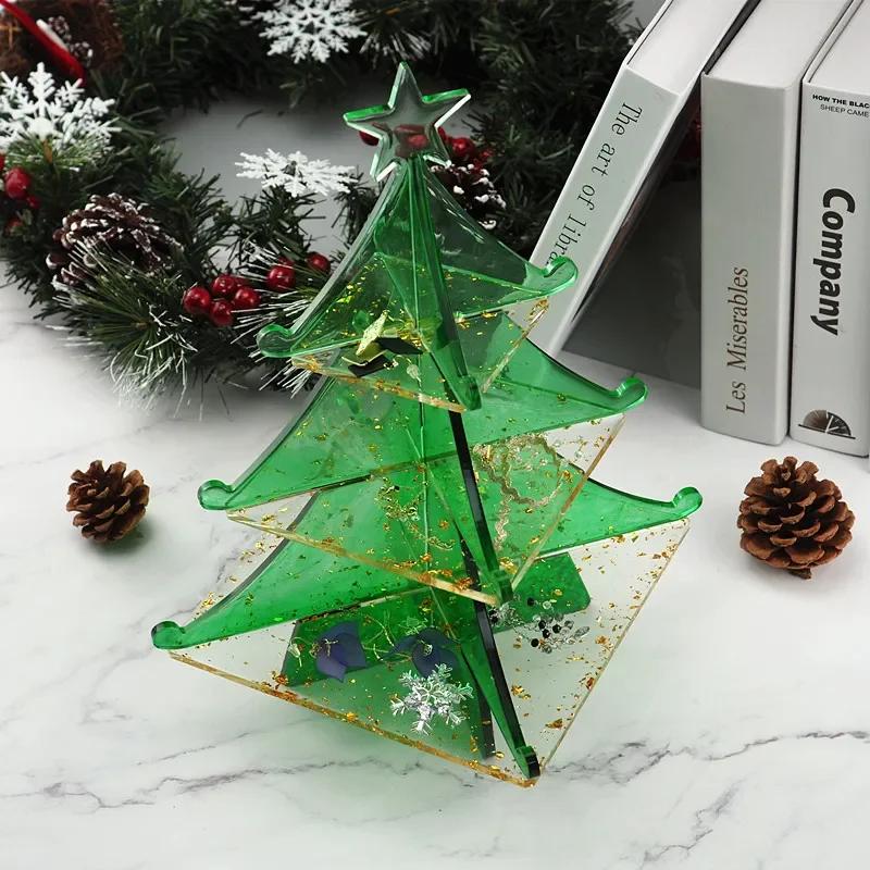 Christmas Decoration Crystal Epoxy Silicone Mold Set Resin Christmas Tree Snowflake Storage Box Jewelry Ornament Decoration