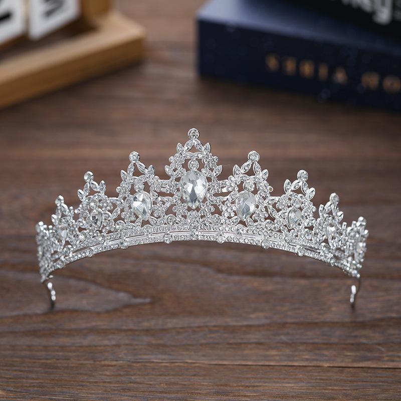 Bridal Crown Colored Rhinestone Headband Baroque Alloy Crown Wedding Dress Accessories Hair Accessories