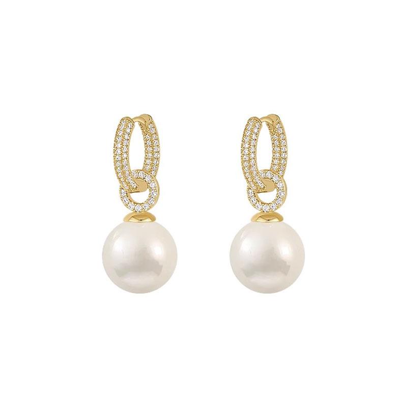 High-End Pearl Dangle Earrings: Luxury 925 Sterling Silver Studs for Women