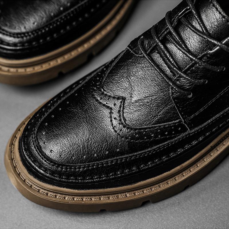 Håndlagde Brogues-stil ekte skinn herresko Komfortable uformelle skinnsko Mokkasiner Man Flats Sko