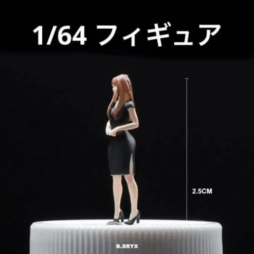 1/64 scale figure, casual clothes girl, black miniskirt with slit, 22223132, model, diorama