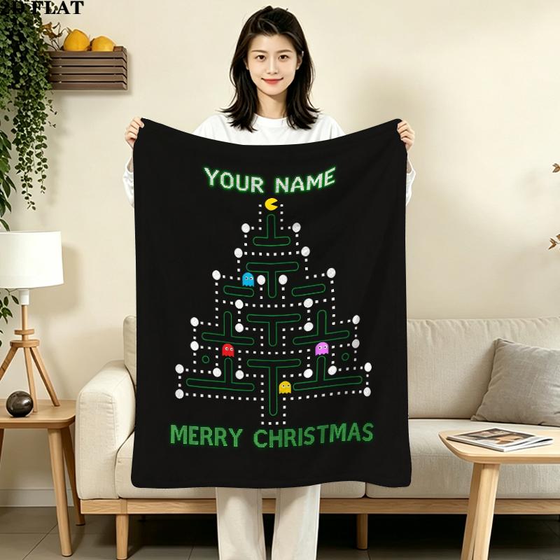 Custom Name,Pac Printed Flannel Blanket, Soft Throw for Bedroom Sofa, Washable, Christmas Present, Great Gift.
