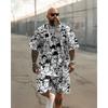 Conjunto Informal de Verano para Hombre Tallas Grandes - Camiseta de Manga Corta con Estampado Integral de Leyendas del Hip-Hop y Pantalones Cortos