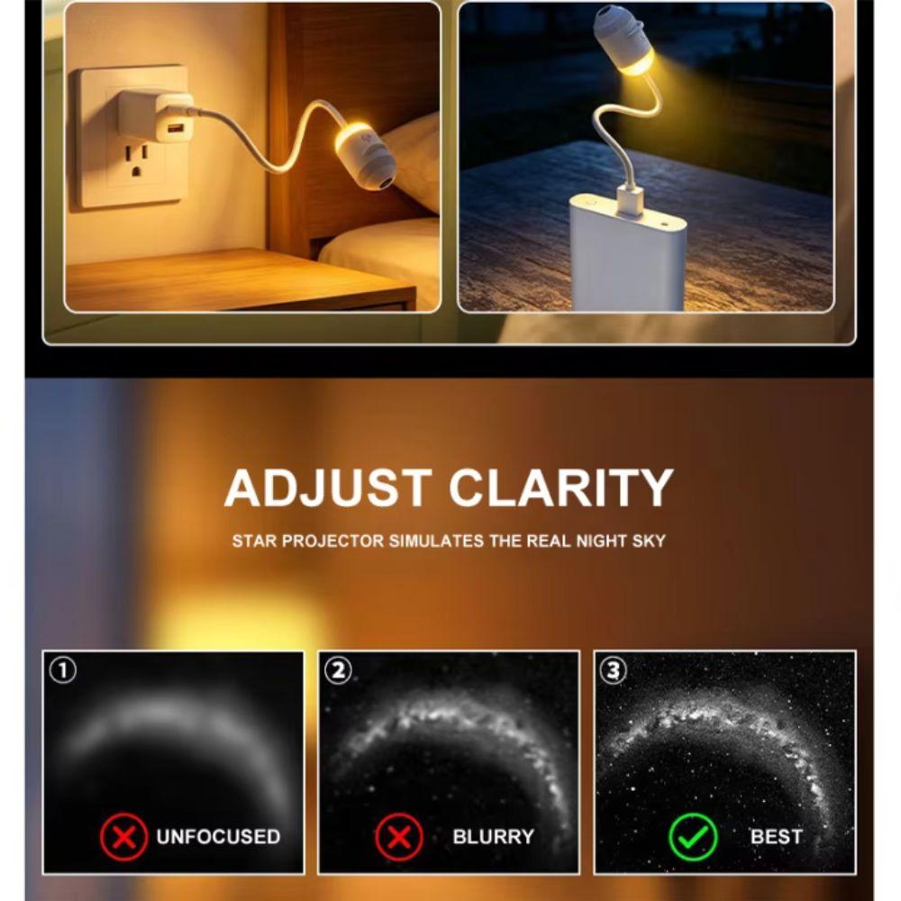 360 Adjust Galaxy Star Projector Flexible Gooseneck Holographic Projector Dreamy Starry Sky