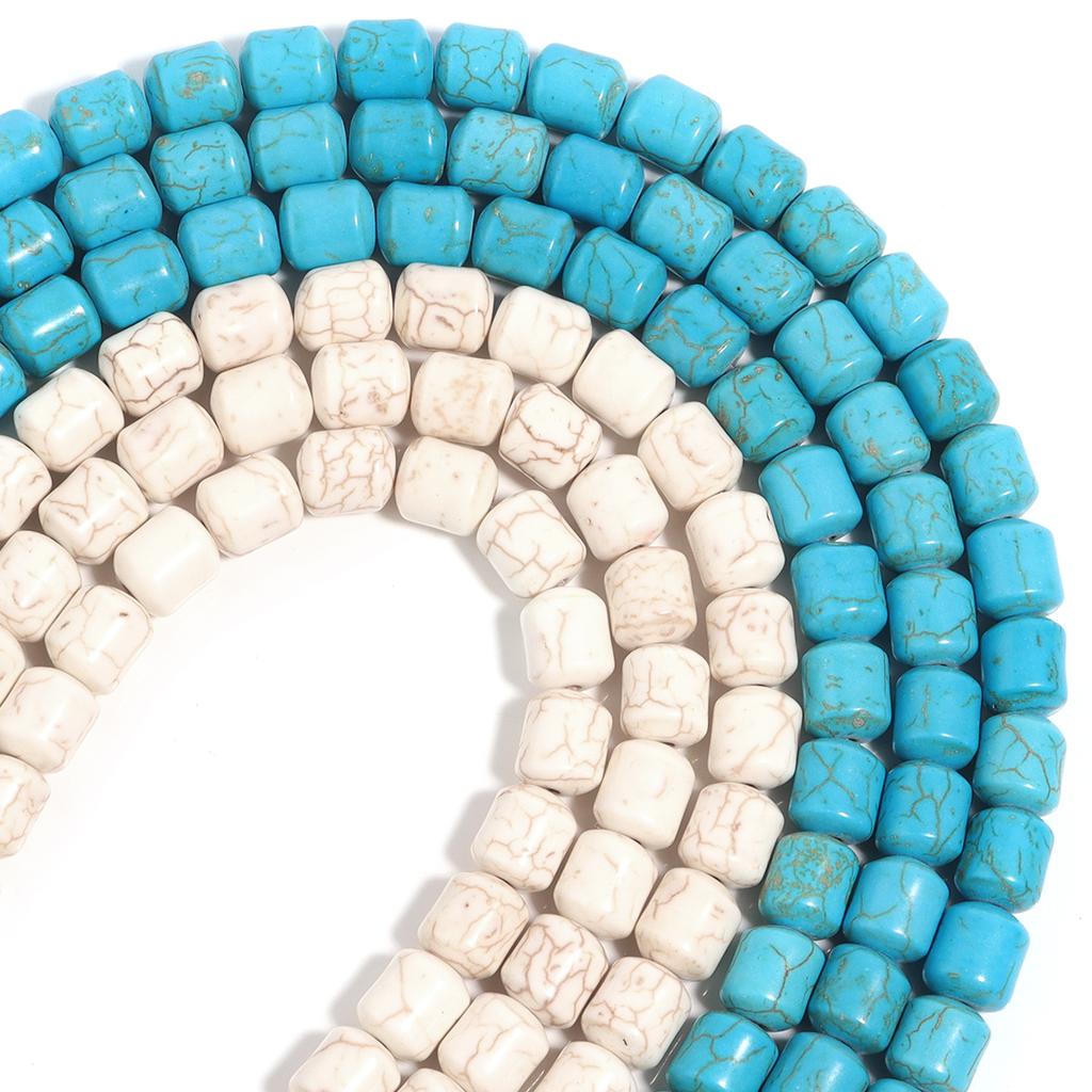 Natural Turquoise Stone Beads Blue White Cylinder Shape Loose Spacer Beads For Jewelry Making DIY Bracelets Necklace Accessories