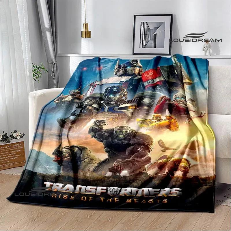 T-Transformers Cartoon Printed blankets picnic blanket Warm blankets Flannel Soft Cozy Blanket Home travel blanket Birthday Gift