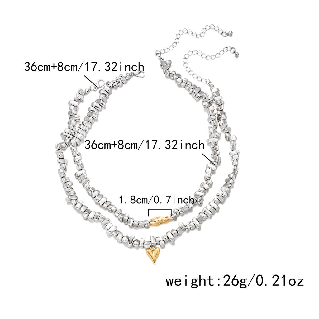 Retro Irregular CCB Bead Elastic String Bracelet Set for Women Simple Heart Shaped Multilayer Bracelet Charms Birthday Jewelry