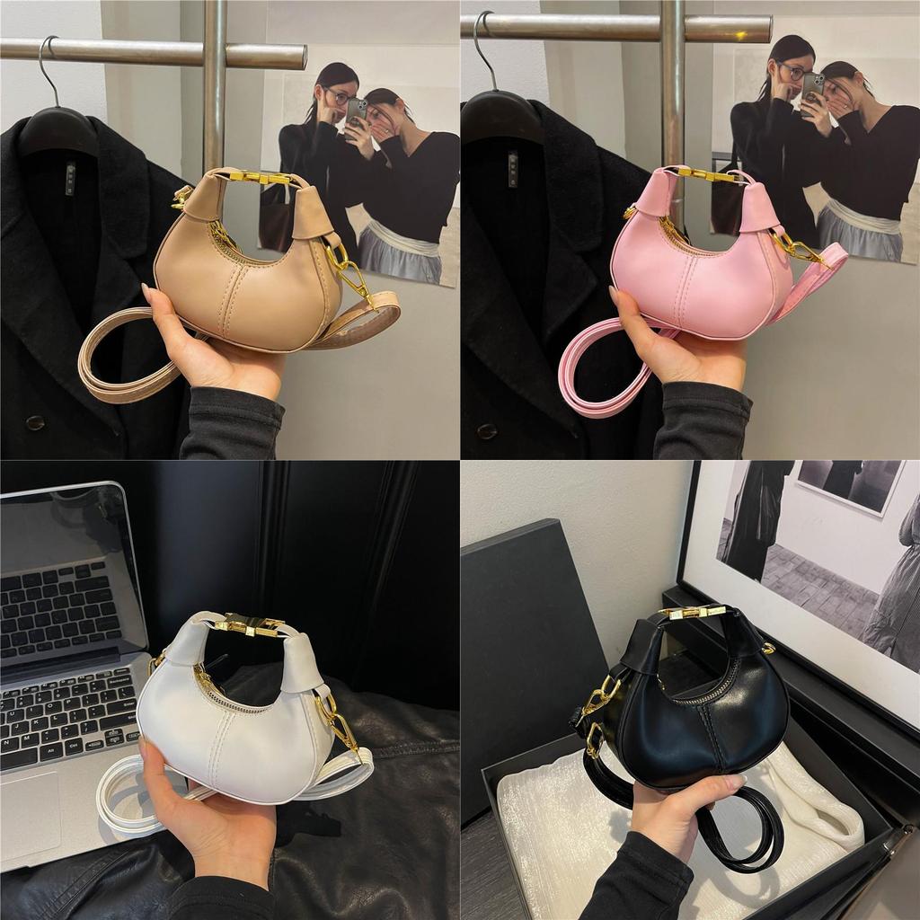 French Inspired Moon Bag With Chain Strap Small Shoulder Purse For Casual Outings