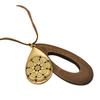 Damen Vintage Hohlschnitzerei Waterdrop Holz Samt Seil Pullover Halskette Schmuck