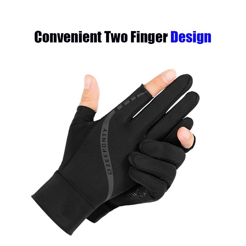 Ice Silk Breathable Two Finger Gloves for Unisex Summer Sun Protection Cool Riding Gloves Washable Outdoor Riding Equipment