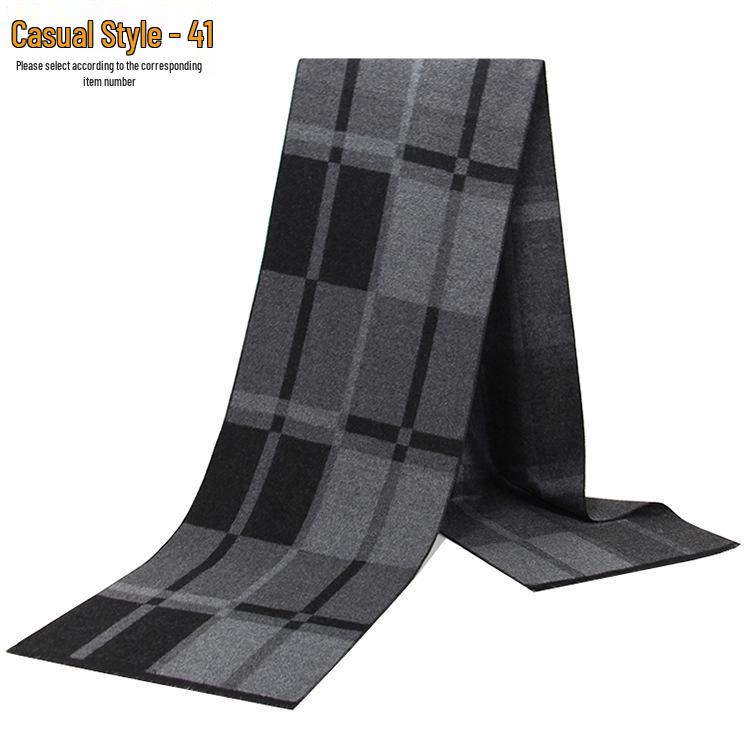 Men's Autumn & Winter Plaid Imitation Cashmere Scarf - Warm & Thick Custom Design