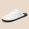 Weiße Lederschuhe für Herren Mules Halb-Drag Loafer Hausschuhe Offene Freizeitschuhe Slides Sandalen Rückenloses Slip-On Flache Schuhe