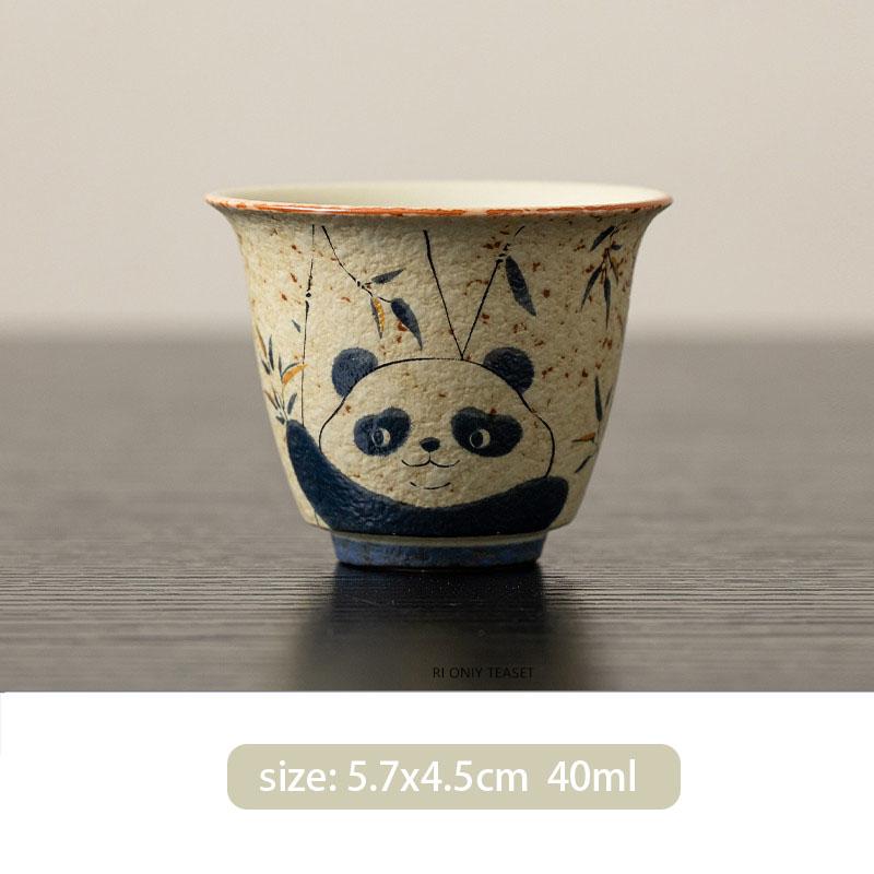 

1 Pc Chinese Tradition Ceramic Tea Cup Handmade Panda Bamboo Leaf Teacup Household Tea Bowl Master Cup Tea Set Accessories Teacup