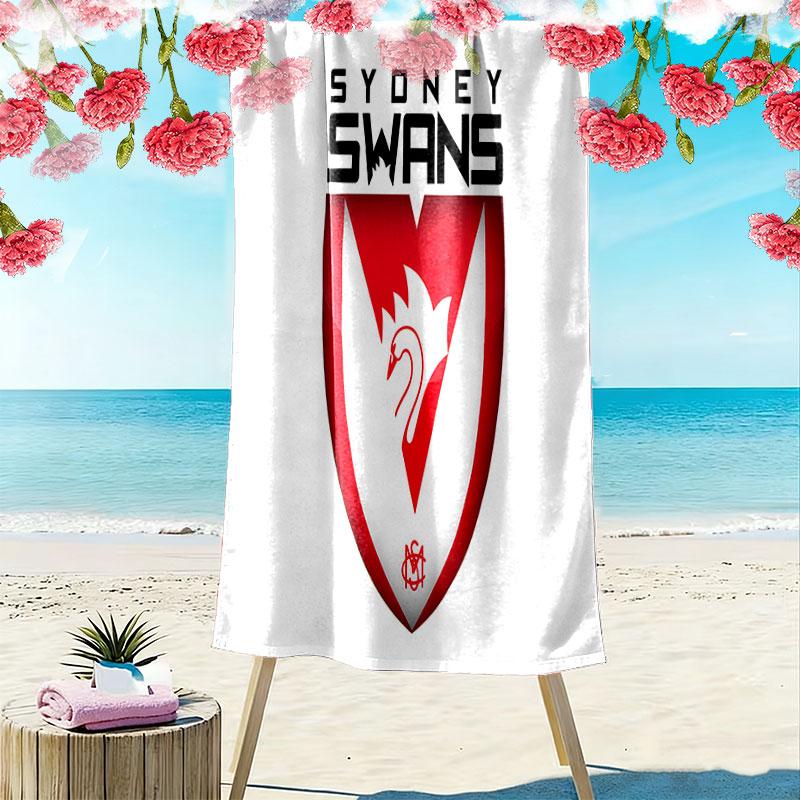 Go Sydney Swans Print Beach Towel, Large Soft Quick Dry Towel for Beach Camping Swimming