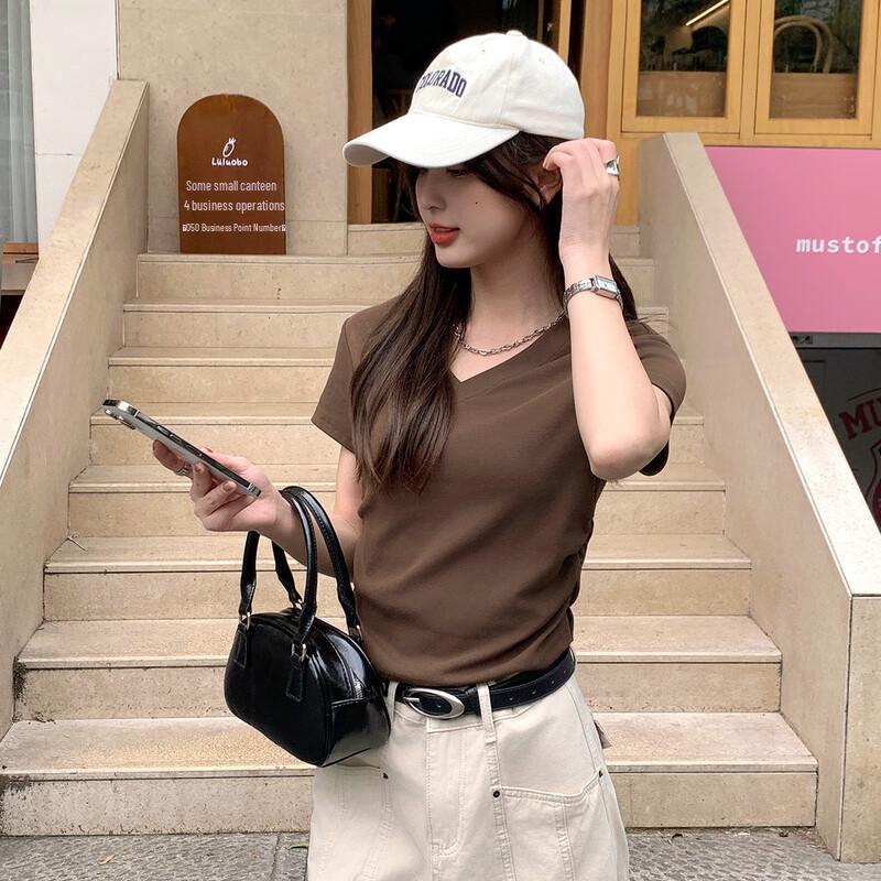 TonLion Women s V-neck Short Sleeve T-shirt S