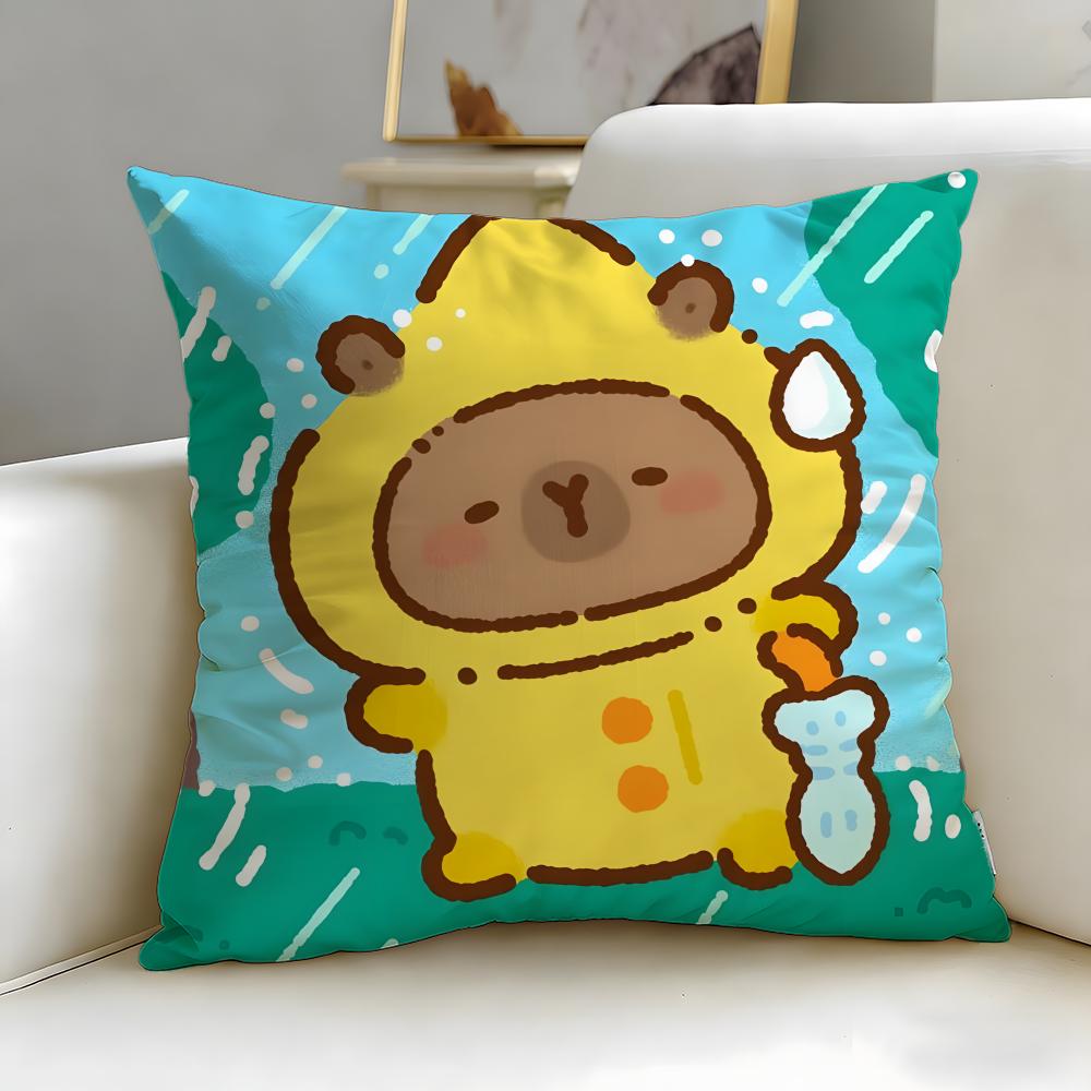 classic animal Capybara Cushion Cover Soft & Easy-Wash Pillow Case – Versatile for Couch, Bed, Travel and Office