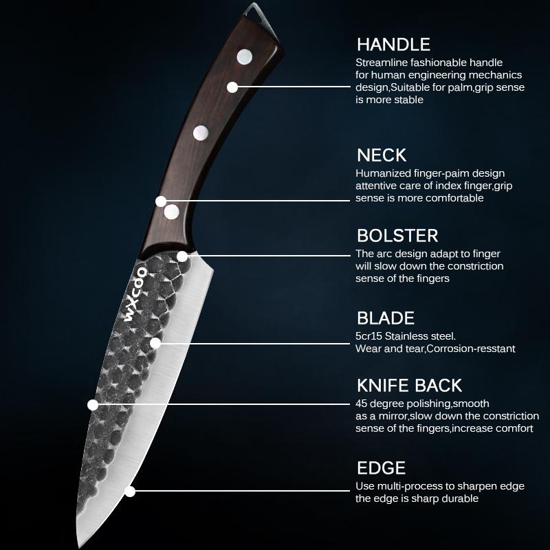 3PCS Stainless Steel Kitchen Chef Knife Hand Forged Boning Knife Cutters Pocket Knife Slicing Cooking Mini Knife Multipurpose Knife